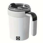 IPRee 380ML Detachable Automatic Magnetic Stirring Mug with Straw & Lid Stainless Steel Waterproof USB Electric Mixing Coffee Mug