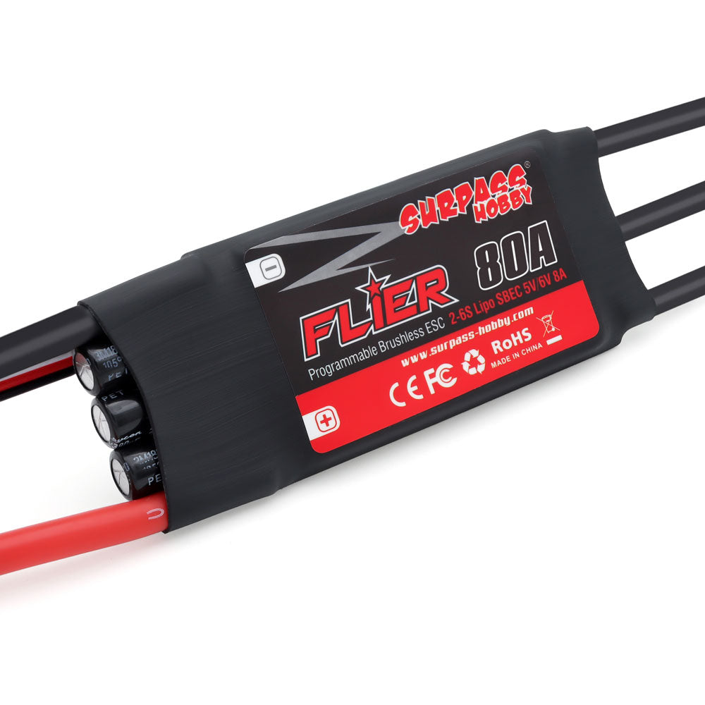 LinkMejor FLIER Series New 32-bit 80A Brushless ESC With 5V/6V 8A SBEC 2-6S Support Programming for RC Airplane