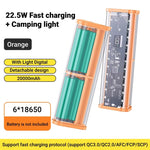 22.5W Power Bank Case 6x18650 Battery Fast Charging LED Digital Display Multi-Device Portable Battery Storage Box