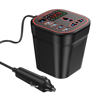 12V 24V To 220V Six Port Car Power Inverter Output QC3.0 Type-C Intelligent Digital Display
