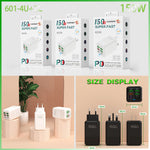 150W 6-Port 4USB+2PD Multi-port 5V 2.4A Fast Charger Wall Charger Adapter EU Plug for iPhone 13 14 14Pro for Redmi K60 for Huawei Mate50 for Samsung Galaxy S23