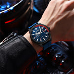 LinkMejor Men's Business Watch Quartz Wrist Watch with Calendar Alloy Case, Round Dial, Electronic Drive, Silicone Strap 3ATM Sports Watch