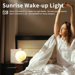 Colorful Atmosphere Moon Light Sunrise Alarm Clock Wake-Up Light Breathing Light Three-Speed Dimming Clock Dual Alarm Clock Timing  Sound Machine for Heavy Sleepers Nightlight Sleep Aid Snooze 10 Nature Sounds 8 Colors Ideal for Gift