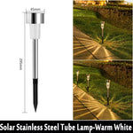 Elfeland 10PCS LED Solar Lawn Path Light Stainless Steel Waterproof Garden Landscape Lamp for Home Street Decoration