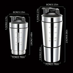 IPRee Stainless Steel Protein Shaker Double Layer Cup Portable Fitness Sports Mug Nutrition Shakers Cup Water Bottles Water Cup Portable Shakers Kettle
