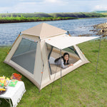 Xmund 3-4 Person Portable Fully Automatic Quick Opening Tent Outdoor Camping Thickening Foldable Tent Beach Park Folding Oxford Waterproof Tent
