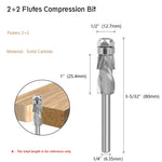 LinkMejor 1/4" Shank Woodworking Solid Carbide CNC Router Bit  Spiral Compression Top Bearing Flush Router Bit Ideal for Carving Trimming Milling
