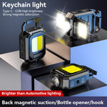 Mini LED Flashlight Keychain Light Double COB Lights  with Magnet Built-in Battery USB Rechargeable Work Lights