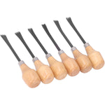 6pcs Wood Carving Chisel Set Ergonomic Beech Wood Handle Heat Treated Steel Blades Professional Woodworking Tools for DIY Craft Carving and Turning
