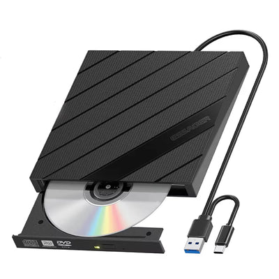 LinkMejor B12-Y External CD DVD Drive USB Type-C DVD Burner 24x CD 8x DVD Reader&Writer Portable Optical Drive Plug Play for Windows Linux Laptop Desktop