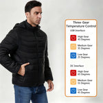 LinkMejor 4 Control 27 Zone Smart Heating Cotton Jacket DC-USB Dual Interface Men's Warm Winter Coat Comfortable Heated Clothing(No Battery)