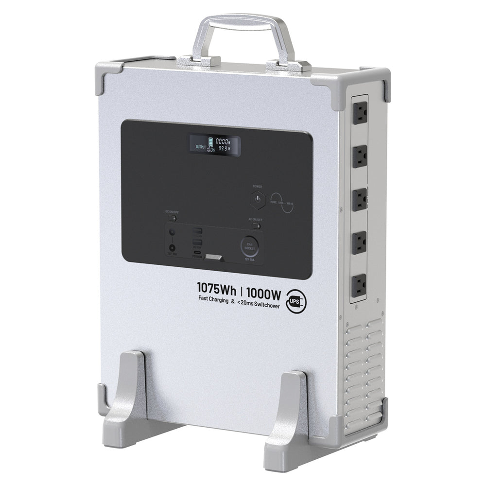 [USA Direct]1000W 1075Wh Handheld Portable Power Station LCD Display UPS Backup Power Supply with 2*DC 12V/10A / USB 5B/2.4A / 18W QC3.0 / PD100W USB-C / CigaretteDC 12V/10A Output for RC Drones Outdoors Camping Travel Emergency