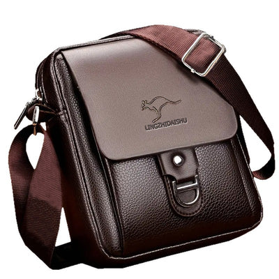 Men's Crossbody Bag Waterproof PU Leather Versatile Casual Multi-Compartment Shoulder Bag for Outdoor Daily Travel