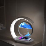 Elfeland Sand Art Design LED Night Light With Wireless Charging Function Touch Control Dimming 3D Hourglass Ornaments Atmosphere Lamp