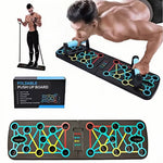 Bominfit Multifunctional Foldable Push-Up Stand with Resistance Band Anti-slip Handles Supports Up to 150kg Home Gym Fitness Board for Chest Back Shoulder Triceps