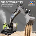 HuiNa Toys 1661 RTR 1/18 2.4G 13CH RC Excavator Alloy Bucket Engineering LED Light Spray 680° Rotation Remote Control Vehicles Models