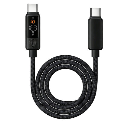 5A PD100W Type-C to Type-C Touch Control Cable with HD Digital Display Fast Charging Data Transmission Copper Core Line 1.2M Long for iPhone 17 17Pro Max 16 15 for Huawei Mate XTs for OPPO for VIVO