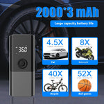 Portable Car Air Pump Mini Electric Tire Inflator Handheld Tire Pressure Gauge Digital Display Car Charger Cordless Car Tire Inflator Electric Air Pump