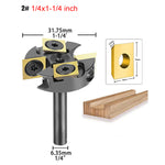 1/4 Inch 6.35mm Shank 4 Flutes TiAlN Coating Spoilboard Surfacing Router Bit Slab Flattening Router Bit with 25.4mm/31.75mm/34.9mm/38.1mm Cutting Diameter