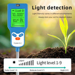6 in 1 Soil Meter PH Tester LCD Display Light Fertility Temperature Moisture Humidity Analyzer Gardening Tool Battery Powered Eco-Friendly