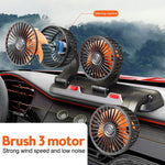 3 Head Car Fan 360° Adjustable Automotive Air Fan 5V USB Charging 12V 24V Low Noise Universal Auto Vehicle Fan