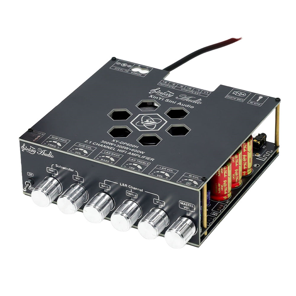 Sinilink DP600H XY-DP600H Bluetooth Audio Power Amplifier 2.1 Channel 300Wx2+600W DC 19-51V AUX USB Audio
