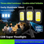 IPRee Outdoors Foldable Solar Camping Lamp with Tripod COB LED 3 Gear Modes USB Charging 18650 Battery Digital Display for Outdoor Hiking Emergency