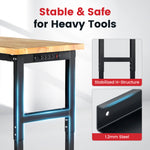 LinkMejor 48 inch Worktable Workbench with Power Outlet 2000 lbs Load Capacity Garage Table Desk Adjustable Height Work Bench for Garage/Wood Shop/Office/Home