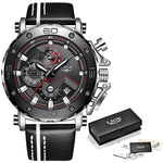 LinkMejor Men's Luxurious Fashion Quartz Watch Calendar Multifunction Waterproof Watch Chronograph Sport Wristwatch