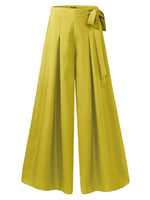 ZANZEA Women Solid Color Bowknot Pleated Loose Casual Wide Leg Pants