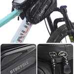 LinkMejor Bicycle Front Frame Separable Organizer Bag Waterproof Touch Screen Cycling Bag Triple Hoop Loop Fastening Bike Tube Bag for MTB Road