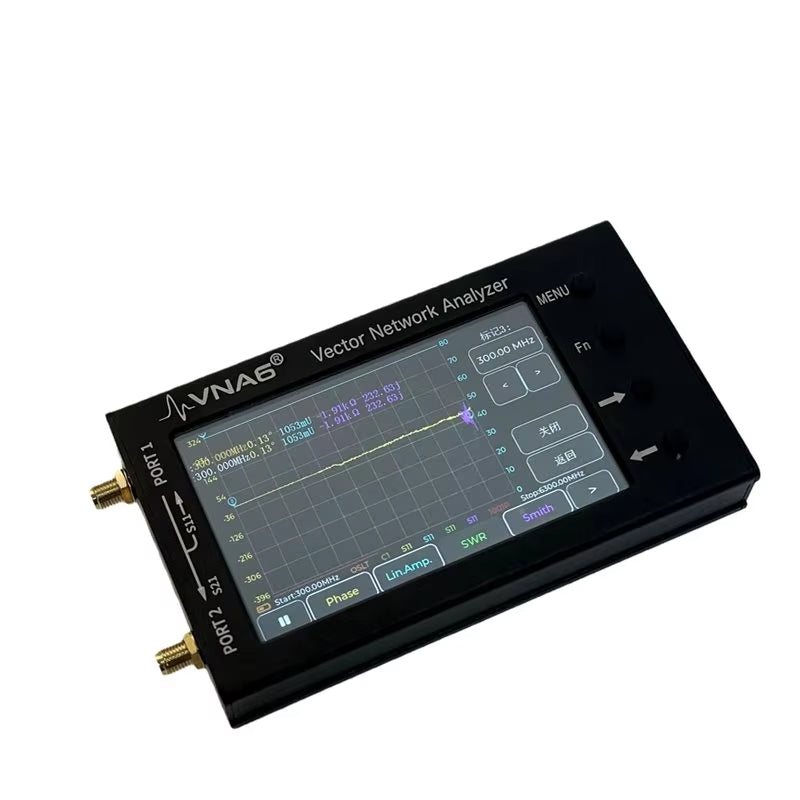 VNA6 Vector Network Analyzer 1MHz to 6GHz Portable Antenna Testing Device S11 S21 Measurement Touchscreen EMI Shielding Smith Chart SWR