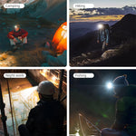 LinkMejor 750 Lumens Rechargeable Lightweight Headlamp with Motion Sensor Running & Helmet Light LED Head Torch 5 Modes for Night Running Fishing Camping Cycling Work