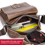LinkMejor Genuine Leather Men's Messenger Bag Casual Crossbody Handbag Gift for Man Business Shoulder Bag