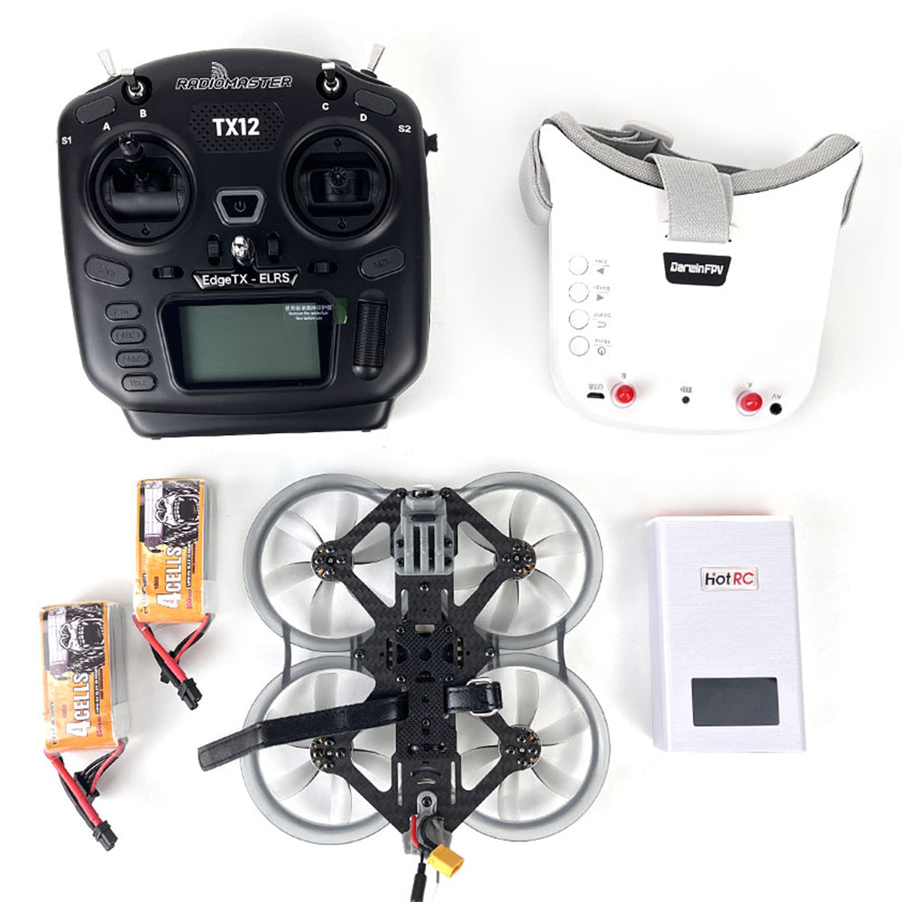 LinkMejor CineApe 25 Analog 2.5Inch 4S Cinematic Whoop RC FPV Racing Drone RTF with RadioMaster TX12 Mark II Remote Controller FPV Goggles
