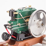 LinkMejor 1/8 Scale 3.6CC Mini Vintage Single Cylinder Four-Stroke ICE Working Gasoline Engine Model w/ Trailer Ready to Run 1140