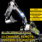 HuiNa Toys 1661 RTR 1/18 2.4G 13CH RC Excavator Alloy Bucket Engineering LED Light Spray 680° Rotation Remote Control Vehicles Models