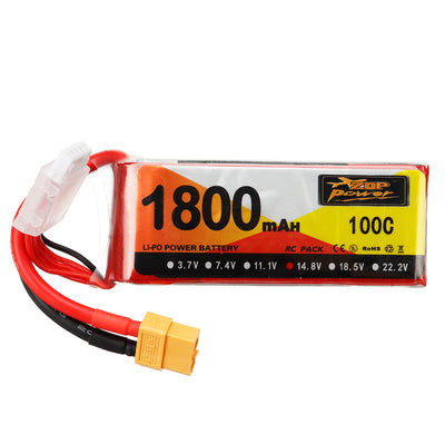 LinkMejor Power 14.8V 1800mAh 100C 4S LiPo Battery XT60 Plug for RC Drone