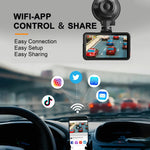 3-Inch Dash Cam Front 4K UHD Rear 1080P 170° Dual-Lens WiFi Driving Recorder HD Dual Recording Car Front Windshield DVR G-Sensor