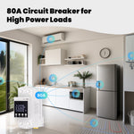 LinkMejor WM-AXA1-TW-E2S WiFi Smart Switch 80A Load Remote Control LED Display Fire Retardant Housing Energy Monitoring