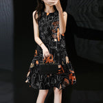 LinkMejor Elegant Style Women's Dresses Sleeveless Round Neck Printed A-Line Mermaid Dress