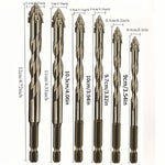6pcs Drill Bit Carbide Sawtooth 4-Teeth Hex Shank Dry Drill Bit for Ceramic Tile Cast Iron Concrete with Ceramic Buster for Precision Positioning Ideal for Construction & Renovation Projects