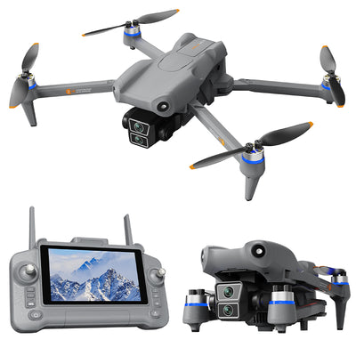 LinkMejor L300 AIR PRO MAX GPS 5G WiFi FPV with 5.9inch LCD Screen Controller 720P HD Dual Camera Servo Gimbal 360° Obstacle Avoidance One-Key Airdrop Brushless Foldable RC Drone Quadcopter RTF