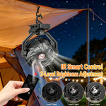 Xmund Camping Fan Light With Remote 10400mAh Battery 4 Speeds 3 Oscillation Modes 5.7M/S Wind USB Charging Power Bank for Tent Outdoor Clip Fan