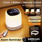 Elfeland Portable Night Light with LED Display Timer Setting Bedside Lamp 2400mAh Rechargeable LED Clock Dimmable Touch Remote Control
