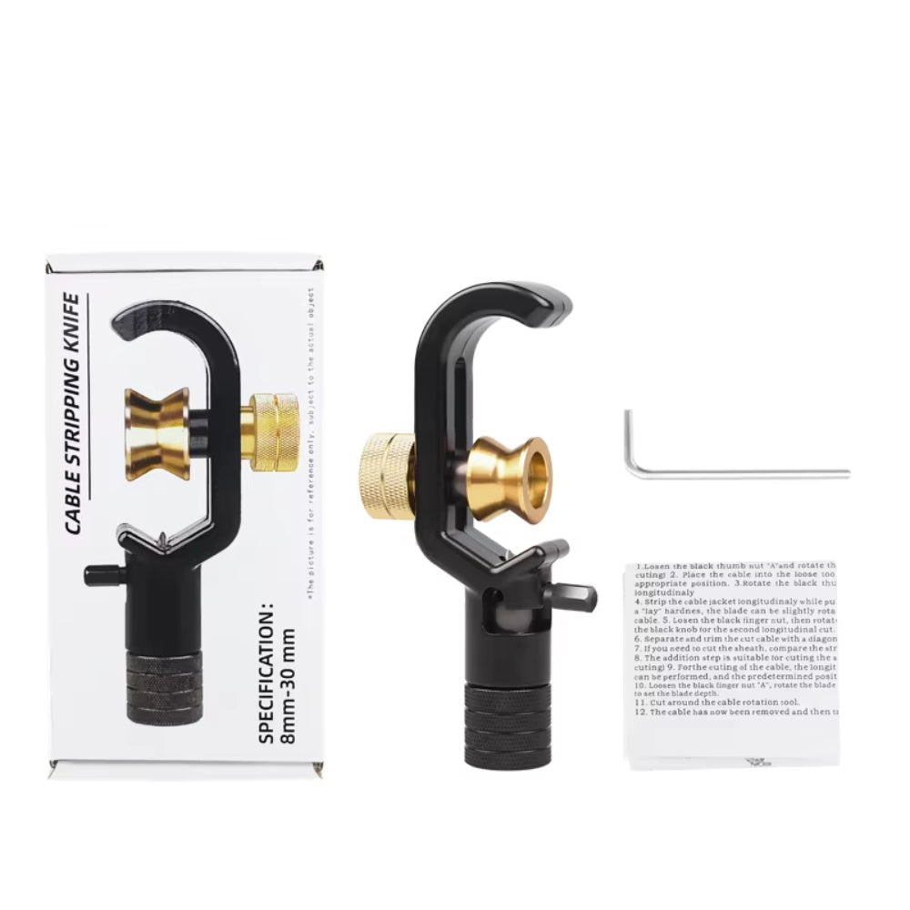 Armored Cable Stripper Optical Fiber Cable Slitter 8-30mm Adjustable Aluminum Blade Compact Ergonomic Cable Sheath Cutter Stripping Tool Fiber Optic Jacket Slitter Portable Professional Tool