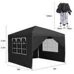 Xmund Portable Folding Canopy With Sidewalls, Outdoor Waterproof Gazebo Featuring Tent With UV Protection, Ideal for Garden Use Beach Awning Outdoor Storage Pergola Measuring 3 X 3 Meters with a Robust Design Waterproof And for Sun-Resistant