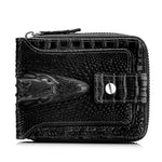 Ekphero Mens Wallet Genuine Leather Crocodile Pattern Short Coin Purse Luxurious High-Quality Multi Slot Thick Anti-Theft Card Bag