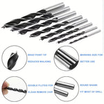 8-Piece Woodworking Drill Bit Set High Carbon Steel Brad-Point Tip 3mm to 10mm Fits Hand Electric Drills with Plastic Case