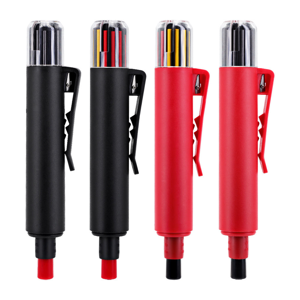 3-in-1 Carpenter Pencil Set Long Nose 44mm Deep Hole Marker Built-in Sharpener Pocket Clip 12 Leads Construction Woodworking DIY Tool